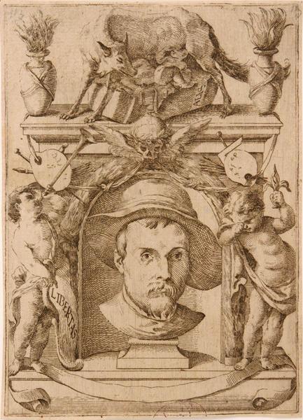 Portrait d'Annibale Carracci ; Au verso à droite et à gauche, un enfant gravé en manière de sanguine, Domenico Santi, 3e quart 16e siècle
