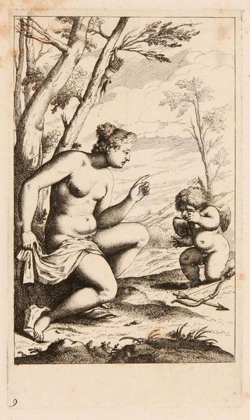 Jeux de l'Amour (Planche n°09) : Vénus réprimandant l'Amour, Odoardo Fialetti, 1617