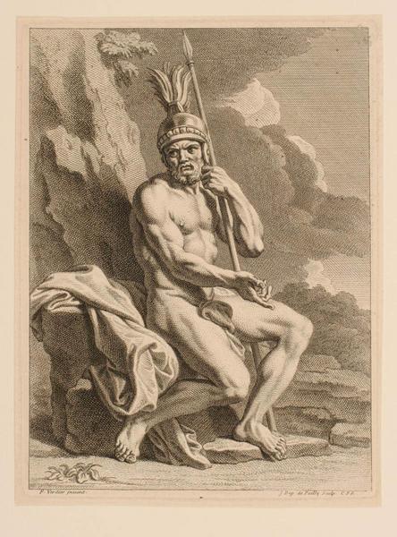 Recueil de diverses académies : Académie d'homme casqué tenant une lance, Jean Baptiste de Poilly