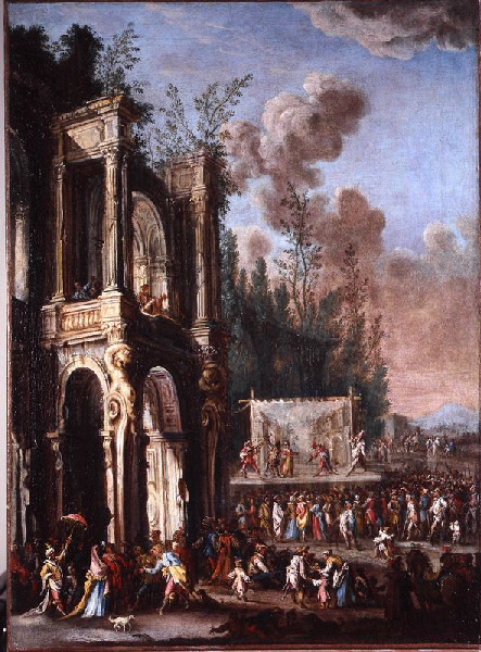 Architecture en ruines avec la commedia dell'arte_0