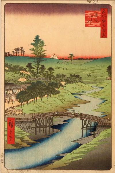 Cent vues de sites célèbres d'Edo : La rivière Furukawa à Hiroo_0