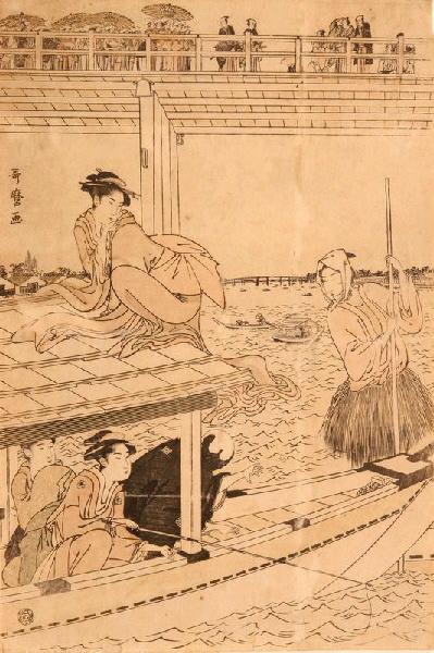 La barque du filet de pêche sous le pont Ryôgokubashi_0