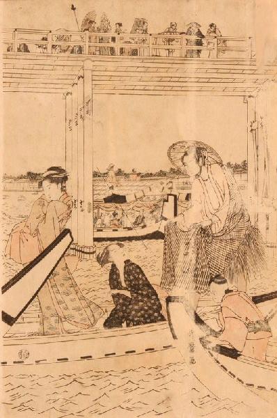 La barque du filet de pêche sous le pont Ryôgokubashi_1