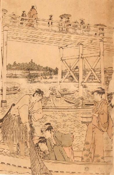 La barque du filet de pêche sous le pont Ryôgokubashi_2