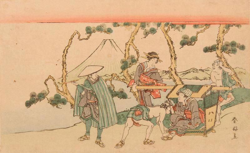 Groupe de voyageurs, Katsukawa Shunko, 2e moitié 18e siècle, 1er quart 19e siècle