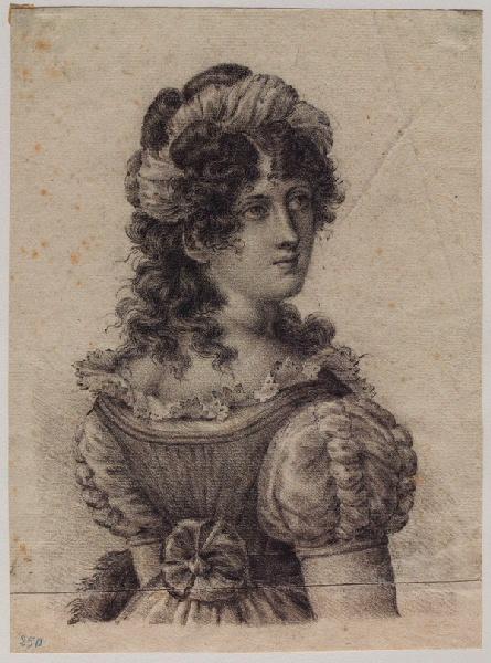 Femme au turban vue de dos, tête tournée, Grandville, 1824