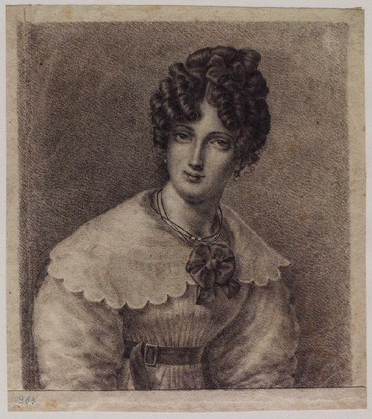 Femme en buste de face (Soeur de Grandville), Grandville, 1824