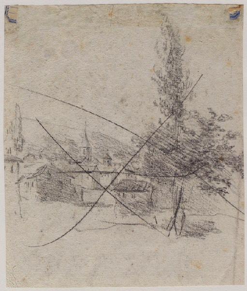 Vue de village barré, Grandville, 1847 avant