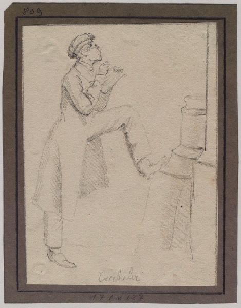 Jeune homme dessinant debout, Grandville, 1825