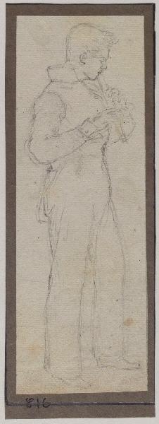 Jeune homme debout jouant de la flûte, Grandville, 1825
