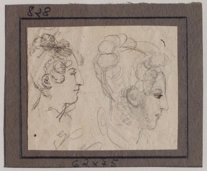 Deux têtes de jeune femme, Grandville, 1825