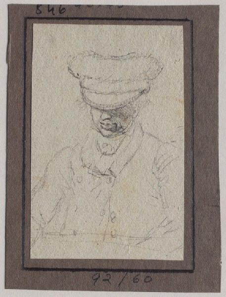 Un homme à casquette, tête baissée, Grandville, 1825