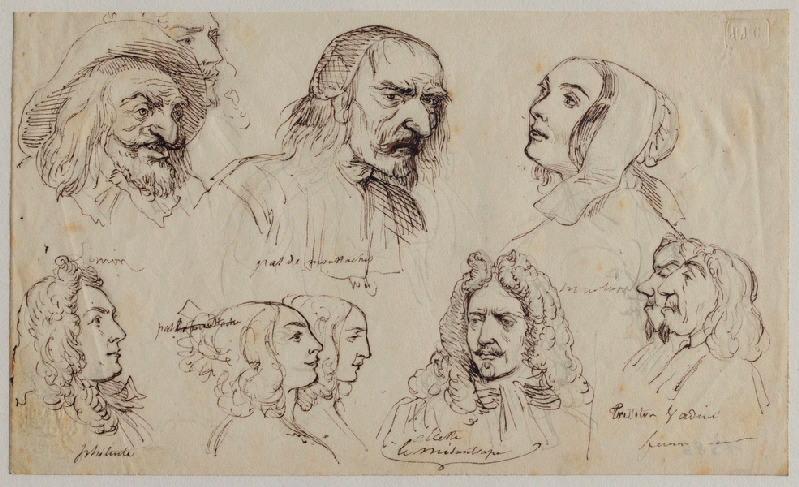 Le misanthrope : Portraits d'Alceste, Phillinte, Trissotin, trois femmes et quatre hommes_0