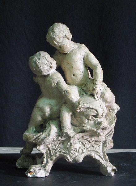 Groupe d'amours sur un triton (Figure pour un surtout), Denys Puech, 4e quart 19e siècle, 1ère moitié 20e siècle