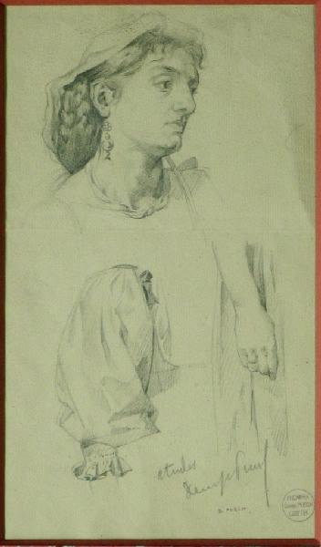Etude, Femme au voile avec bijoux, Denys Puech, 4e quart 19e siècle, 1ère moitié 20e siècle