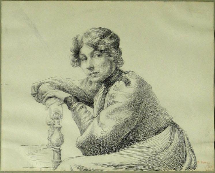 Portrait de femme (Femme accoudée), Denys Puech, 4e quart 19e siècle, 1ère moitié 20e siècle