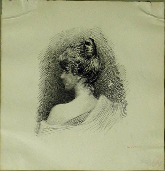 Portrait d'une jeune élégante (De dos), Denys Puech, 4e quart 19e siècle, 1ère moitié 20e siècle