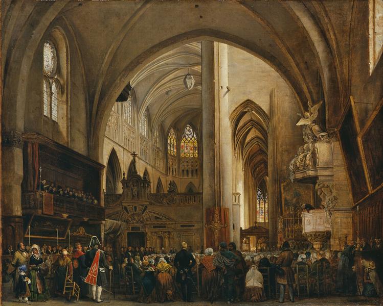 Vue intérieure de la cathédrale Saint-Etienne de Toulouse pendant un office_0