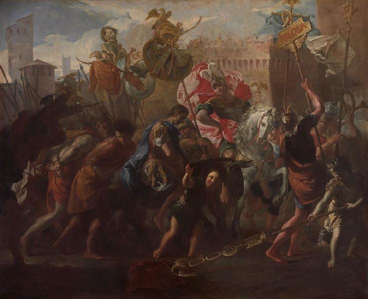 Le roi Théodoric Ier mène le comte Litorius captif à Toulouse_0