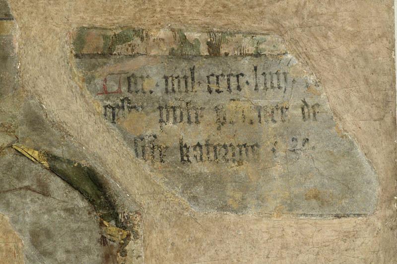 Pèlerinage au tombeau de sainte Catherine, inscription datée, 1454