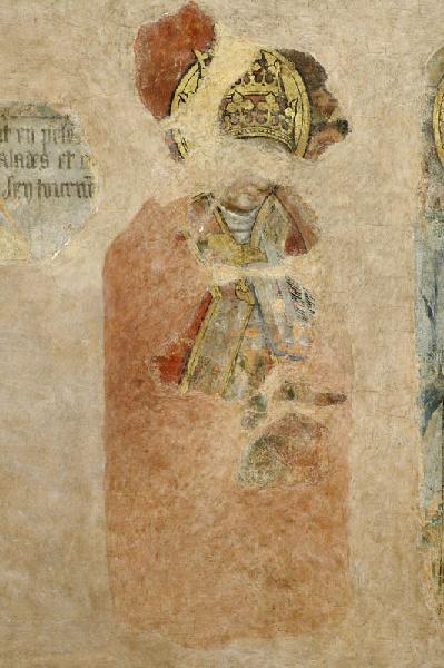 Pèlerinage  au tombeau de sainte Catherine, un pape tenant un livre ouvert, 1454