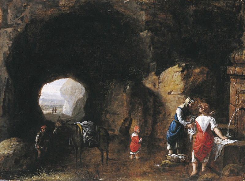 Lavandières dans une grotte (Titre de David Fiozzi) ; Le lavoir_0