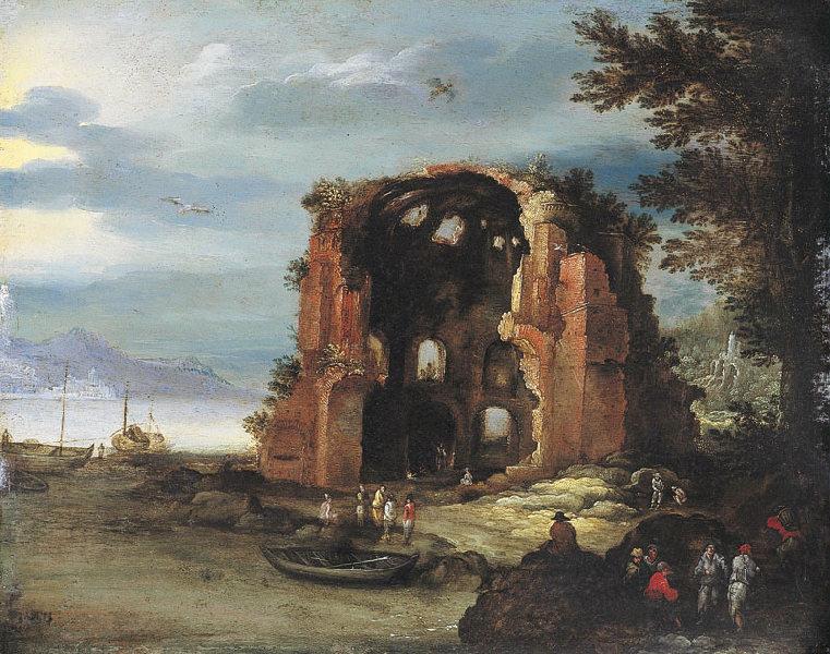 Paysage avec le temple de Minerva Medica (Titre de David Fiozzi.) ; Vue du temple de Minerva Medica, à Rome, Jan I Brueghel, 4e quart 17e siècle, 1er quart 18e siècle