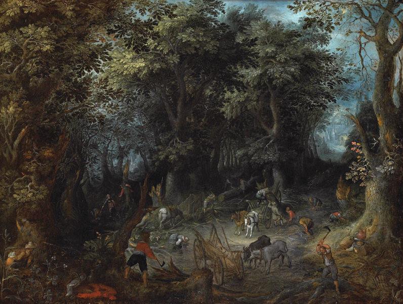 Paysage de forêt avec bûcherons (le miracle d'Elisée) (Titre de David Fiozzi.) ; Bûcherons en forêt_0