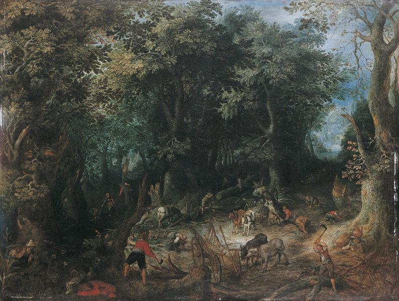 Paysage de forêt avec bûcherons (le miracle d'Elisée) (Titre de David Fiozzi.) ; Bûcherons en forêt_1