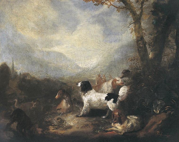 Chiens dans un paysage_0