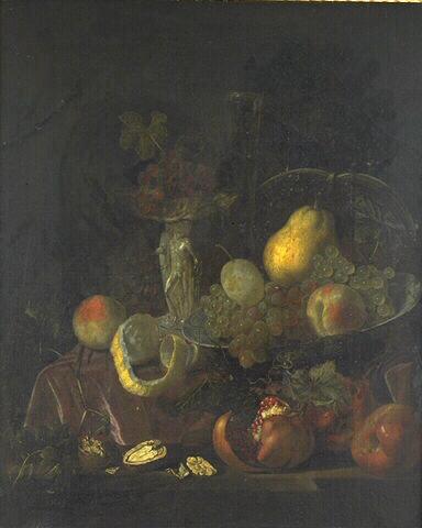 Nature morte de fruits. Raisins, grenades et melons_2