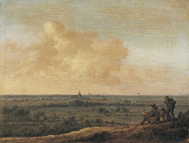 Panorama avec l'église de Loosduinen (le dessinateur) (Titre de David Fiozzi) ; Paysage, Anthony Jansz van der Croos, 1665