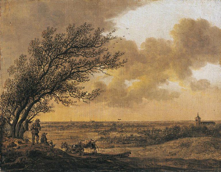 Paysage avec l'église de Wassenaar (l'arbre dans le vent) ; Paysage, Anthony Jansz van der Croos, 1665