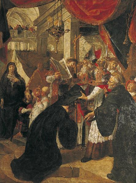 Saint Augustin reçoit l'habit monastique des mains de saint Ambroise et de saint Simplicien, Ambroise Fredeau, 1657