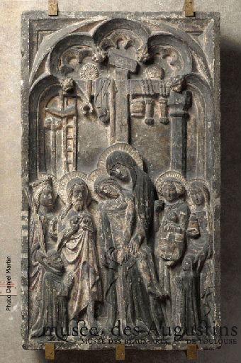 Piéta sous les instruments de la passion, Jean-Baptiste, saint Michel, Catherine d'Alexandrie et Marie-Madeleine présentant les époux donateurs_0
