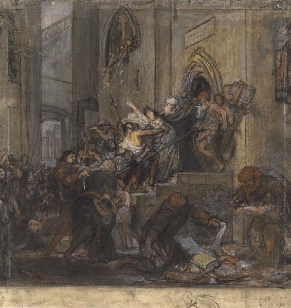 Etude pour le 'pillage à la Giudecca de Venise', Joseph Nicolas Robert-Fleury, 1855