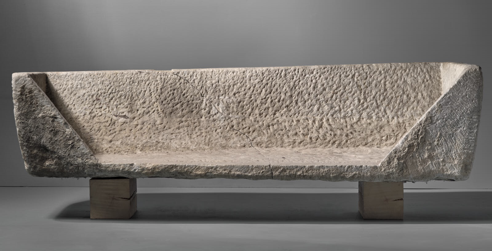 Cuve de sarcophage paléochrétien à décor de vigne et arbustes stylisés_1