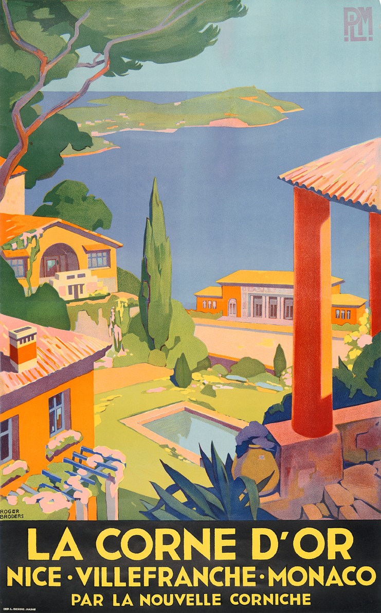La Corne d'or. Nice, Villefranche, Monaco par la nouvelle corniche, Roger Broders, 1930 (Vers)