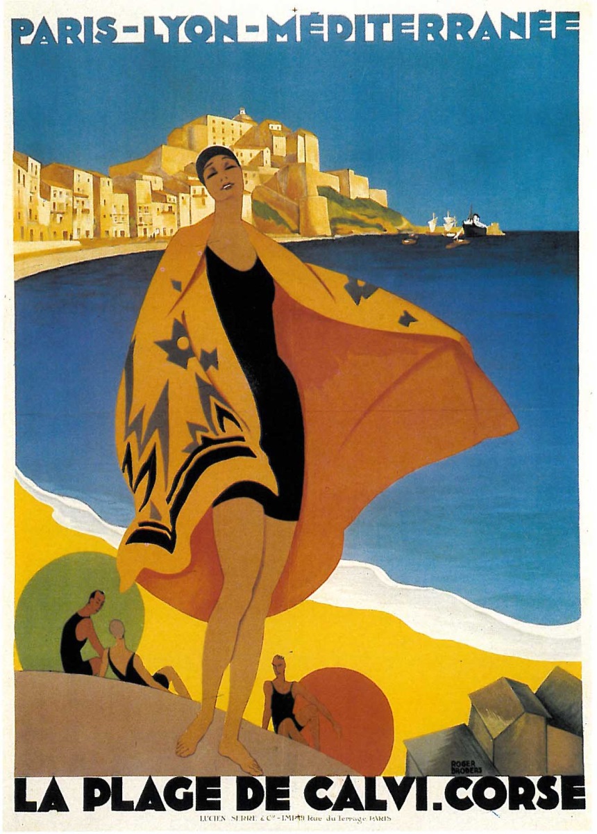 La plage de Calvi. Corse, Roger Broders, 1928