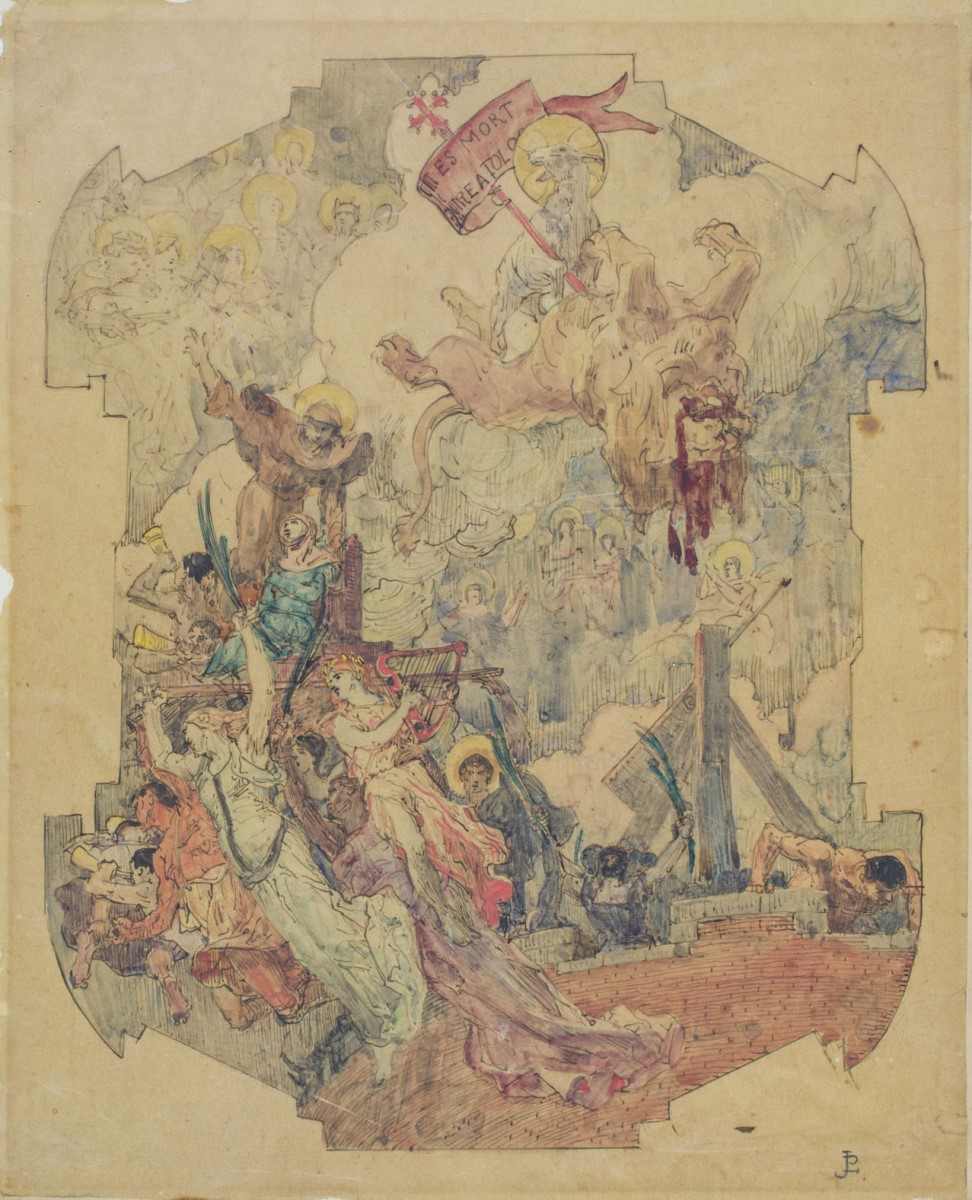 [Etude pour l'Apothéose de la femme qui a tué Montfort], Jean-Paul Laurens, 1899