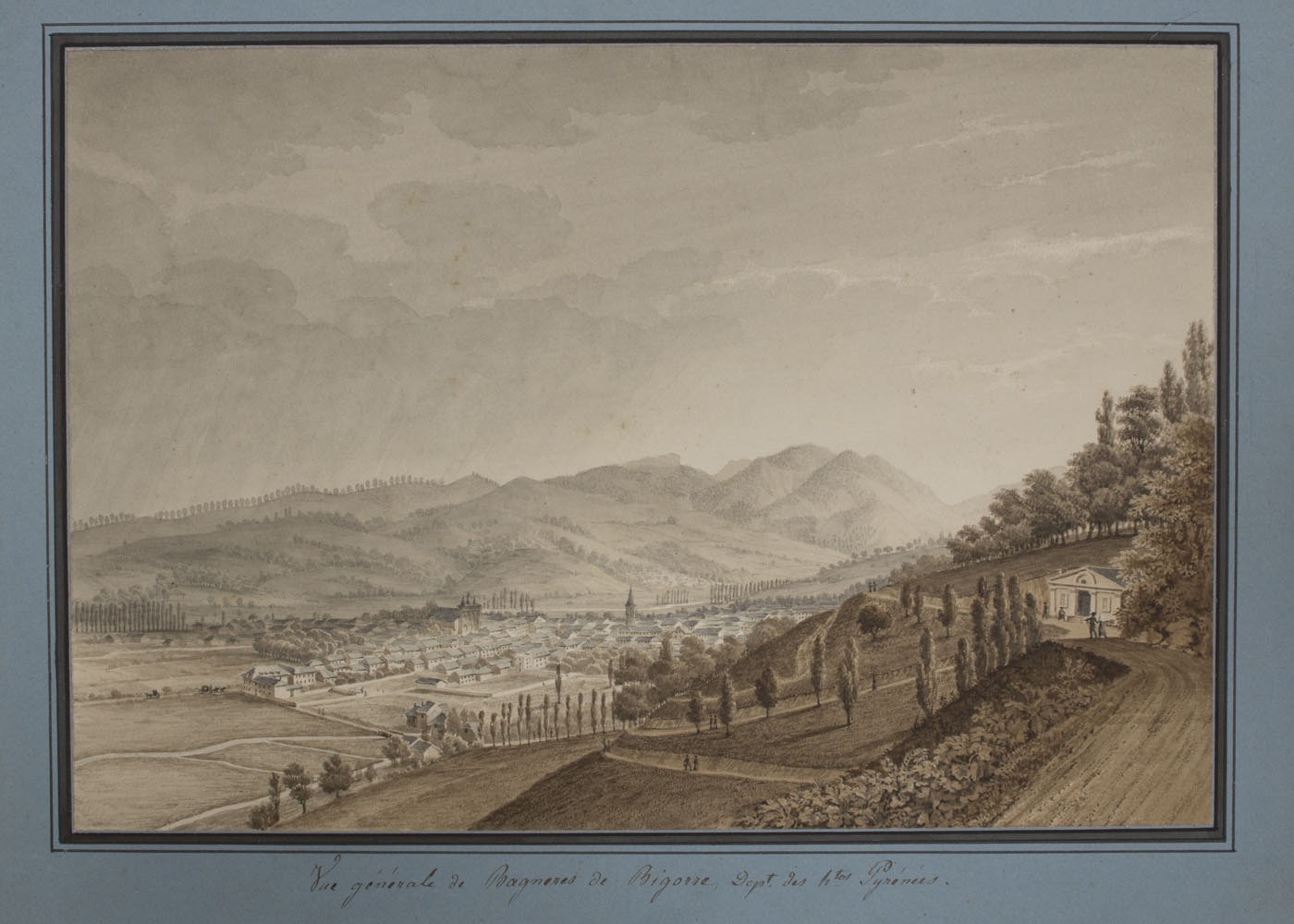 Vue générale de Bagnères-de-Bigorre, département des Hautes-Pyrénées, Antoine Ignace Melling, 1821-1826