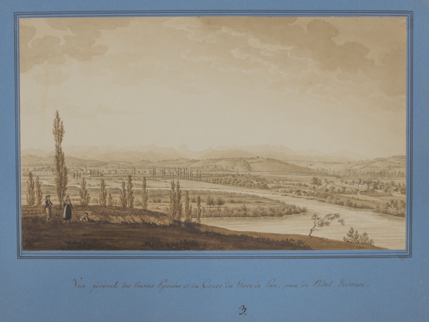 Vue générale des Basses Pyrénées et du cours du gave de Pau, prise de l'hôtel Gassion, Antoine Ignace Melling, 1821-1826