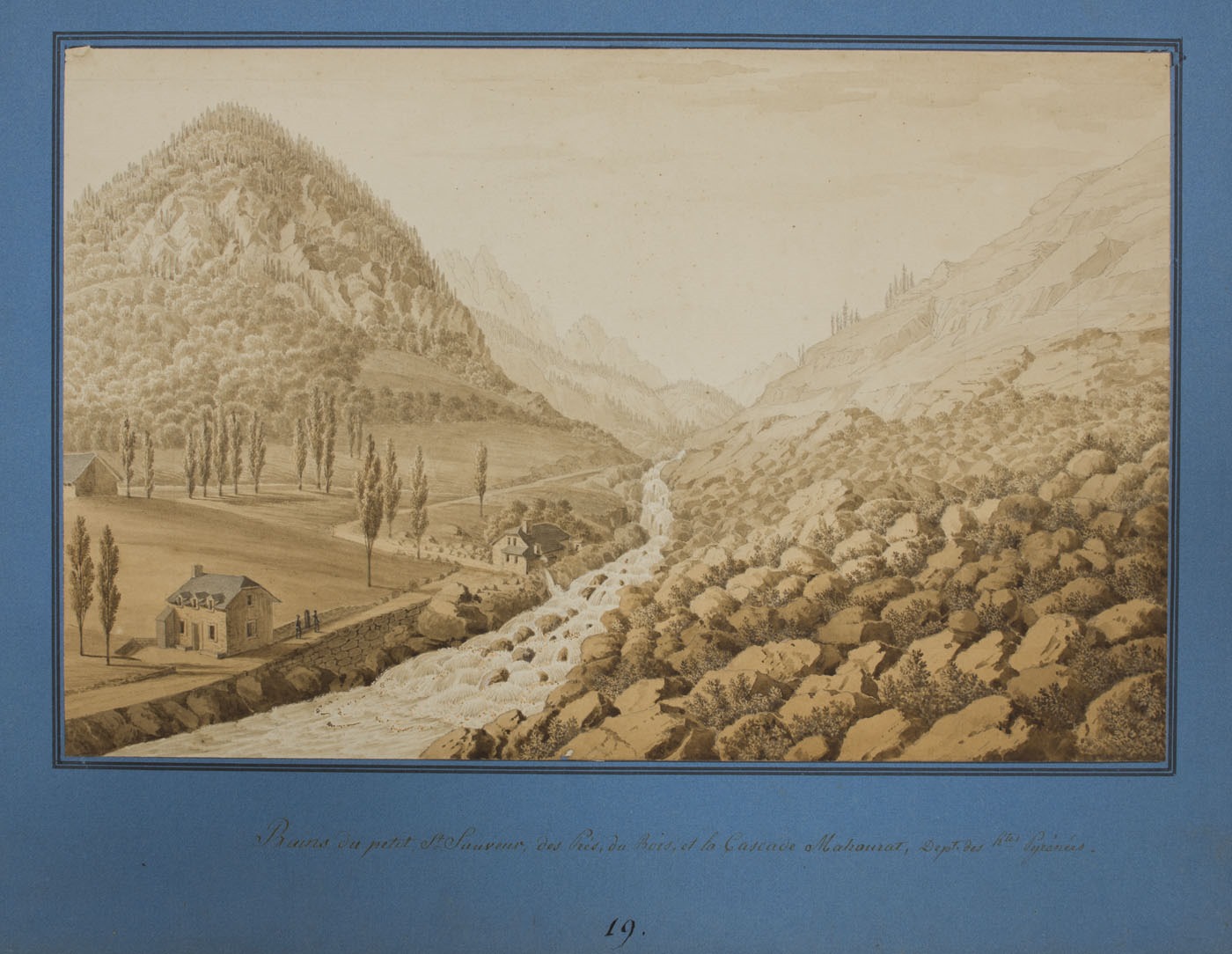 Bains du Petit Saint-Sauveur, des Prés, du Bois et la cascade de Mauhourat, Antoine Ignace Melling, 1821-1826