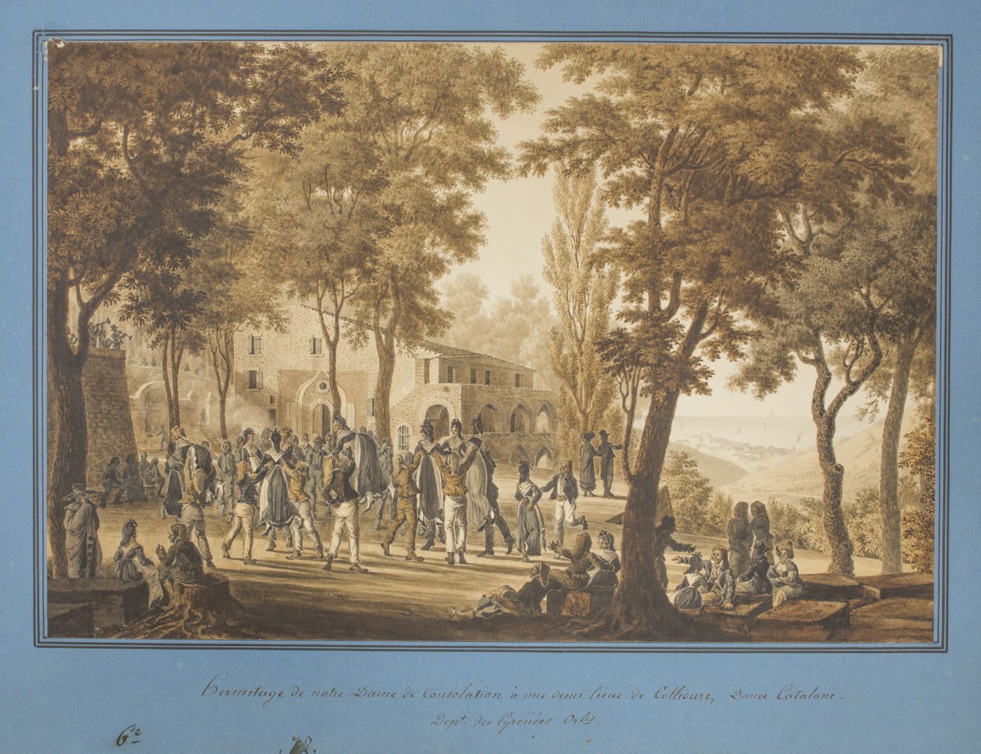 Ermitage de Notre-Dame de Consolation, à une demi-lieue de Collioure. Danses catalanes, Antoine Ignace Melling, 1821-1826