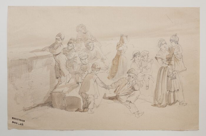 [Groupe de femmes et d'enfants], Léon Soulié, 2e quart 19e siècle