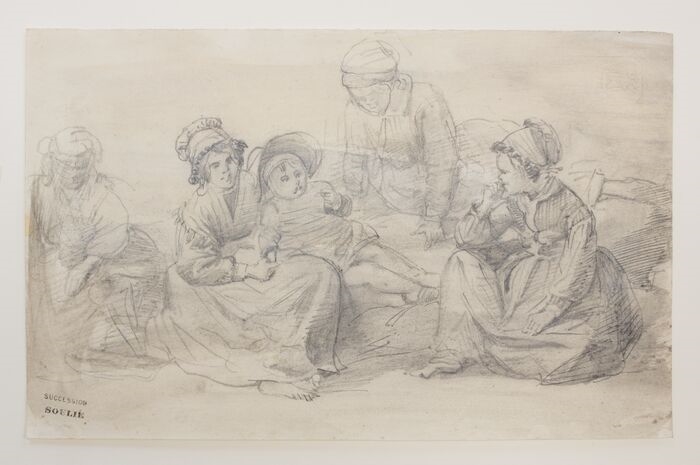 [Groupe de femmes assises autour d'un enfant], Léon Soulié, 2e quart 19e siècle