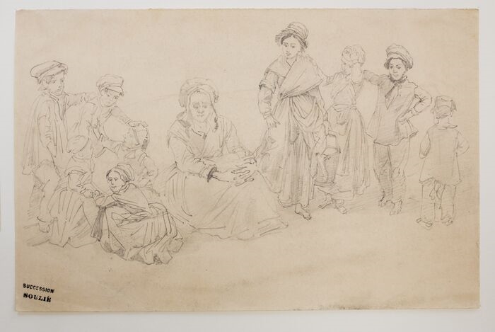 [Groupe de femmes et d'enfants], Léon Soulié, 2e quart 19e siècle