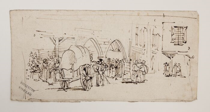 [Scène de marché sous des couverts], Léon Soulié, 2e quart 19e siècle