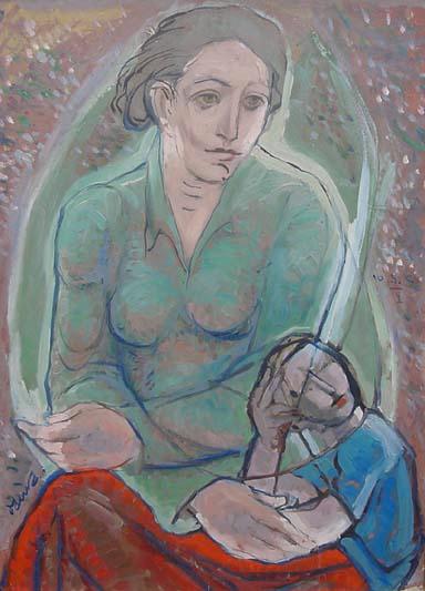 Femme en vert à l'enfant — Pierre Daura