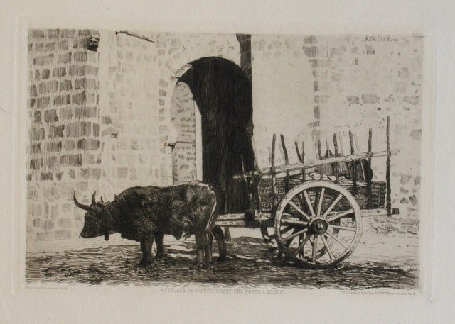 Attelage de boeufs devant une porte à Tolède, Ricardo de Los Rios, 1876